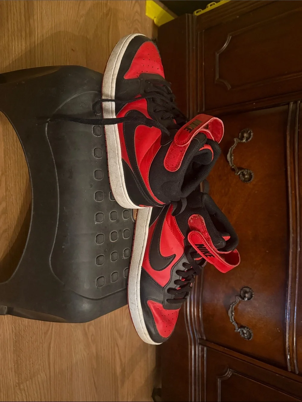 Nike Red and Black Kids High-Top Sneakers